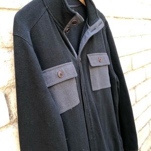 NWOT Black+Gray cotton sweater Shacket jacket patch elbow